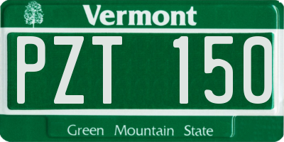 VT license plate PZT150
