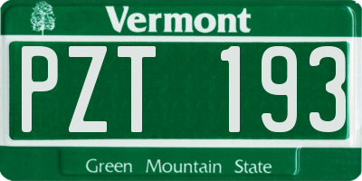 VT license plate PZT193
