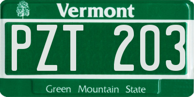 VT license plate PZT203