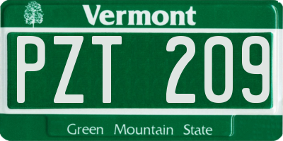 VT license plate PZT209