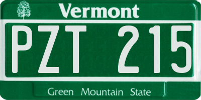 VT license plate PZT215