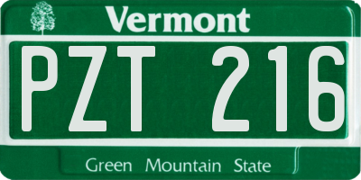 VT license plate PZT216