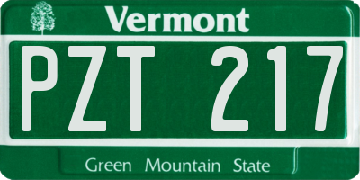 VT license plate PZT217