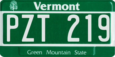 VT license plate PZT219