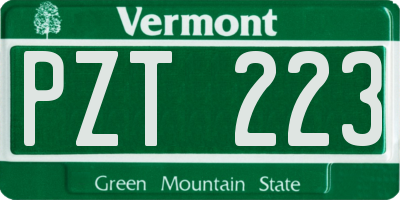 VT license plate PZT223