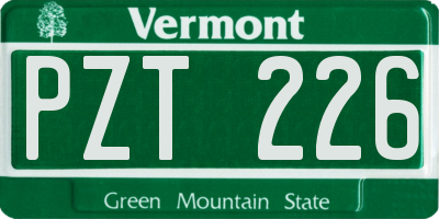 VT license plate PZT226