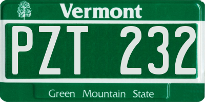 VT license plate PZT232