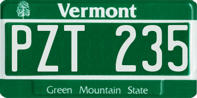 VT license plate PZT235