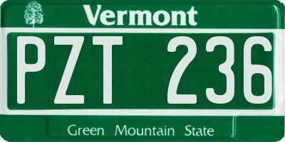 VT license plate PZT236