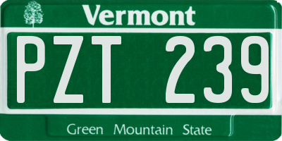 VT license plate PZT239
