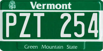 VT license plate PZT254