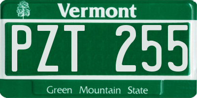 VT license plate PZT255