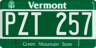 VT license plate PZT257