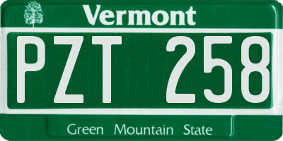 VT license plate PZT258