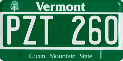 VT license plate PZT260