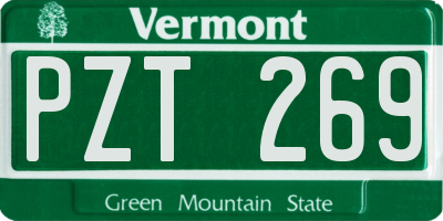 VT license plate PZT269