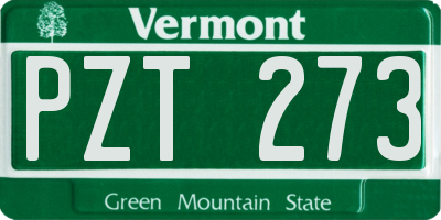VT license plate PZT273
