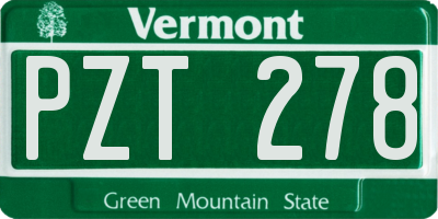 VT license plate PZT278