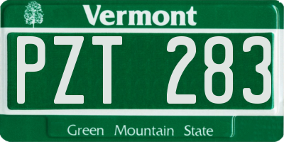 VT license plate PZT283
