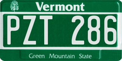 VT license plate PZT286