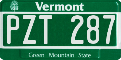 VT license plate PZT287