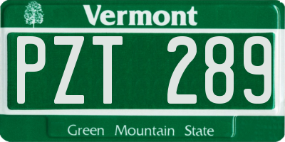 VT license plate PZT289