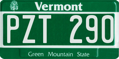 VT license plate PZT290