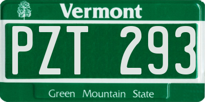 VT license plate PZT293