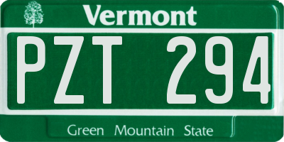 VT license plate PZT294