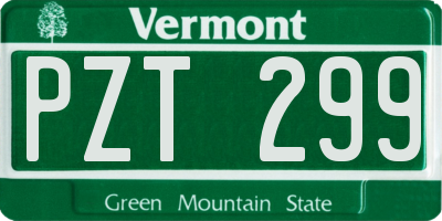 VT license plate PZT299