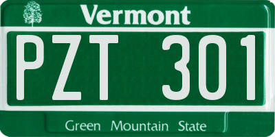 VT license plate PZT301