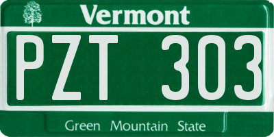 VT license plate PZT303