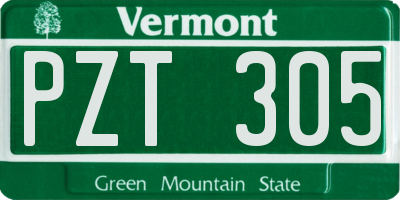 VT license plate PZT305