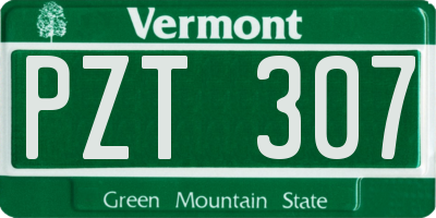 VT license plate PZT307