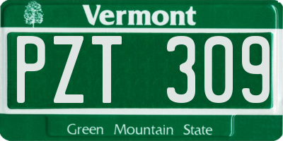 VT license plate PZT309