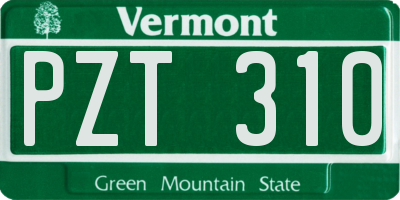 VT license plate PZT310