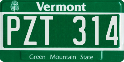 VT license plate PZT314