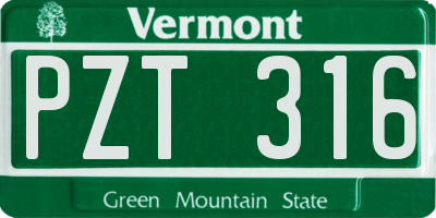 VT license plate PZT316
