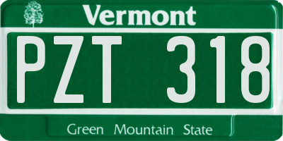 VT license plate PZT318