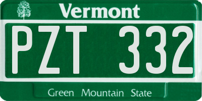 VT license plate PZT332