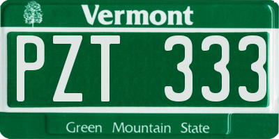 VT license plate PZT333