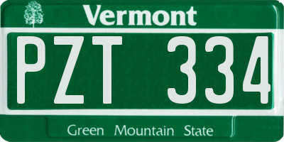 VT license plate PZT334