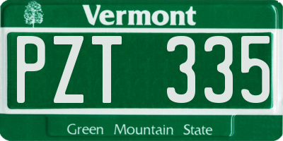 VT license plate PZT335