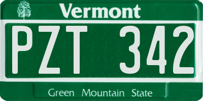 VT license plate PZT342