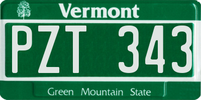 VT license plate PZT343