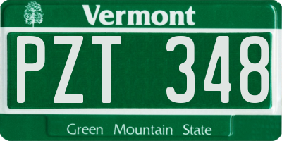 VT license plate PZT348