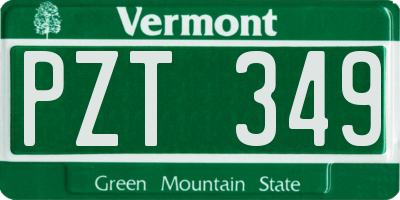 VT license plate PZT349