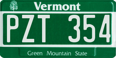 VT license plate PZT354