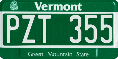 VT license plate PZT355