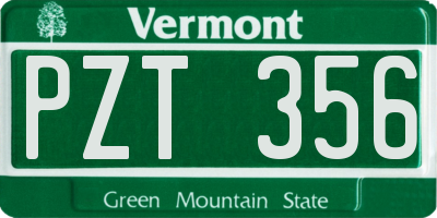 VT license plate PZT356